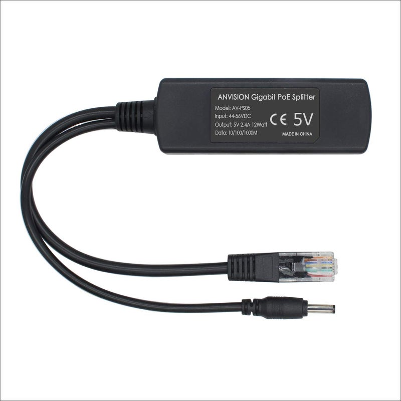 ANVISION 2-Pack 5V Gigabit PoE Splitter, 48V to 5V 2.4A Adapter, Plug 3.5mm x 1.35mm, 5.5mm x 2.1mm Connector, IEEE 802.3af Compliant, for IP Camera and More - Image 5